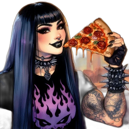 food, fantasy art, cartoon, comic book art, concept art, dark, gothic-themed, character transparent PNG cut-out
