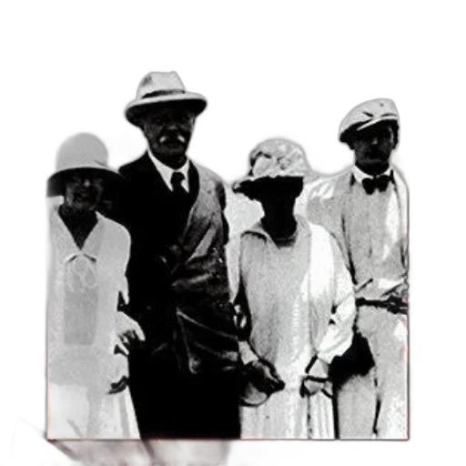 staff, hat, image, black, white, photograph, four, individuals transparent PNG cut-out