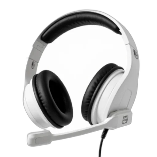 3d render, white, black, gaming, headset, microphone, displayed, against transparent PNG cut-out