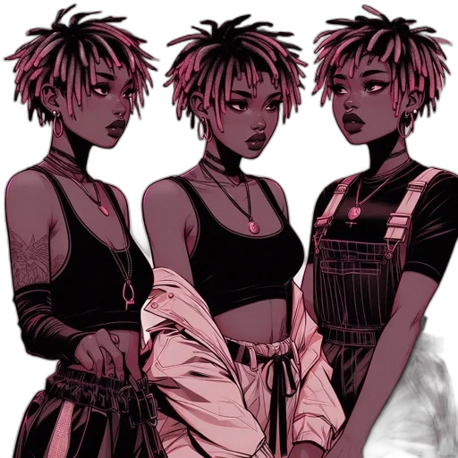 dress, hair, anime, concept art, cyberpunk, cartoon, dark, monochrome transparent PNG cut-out