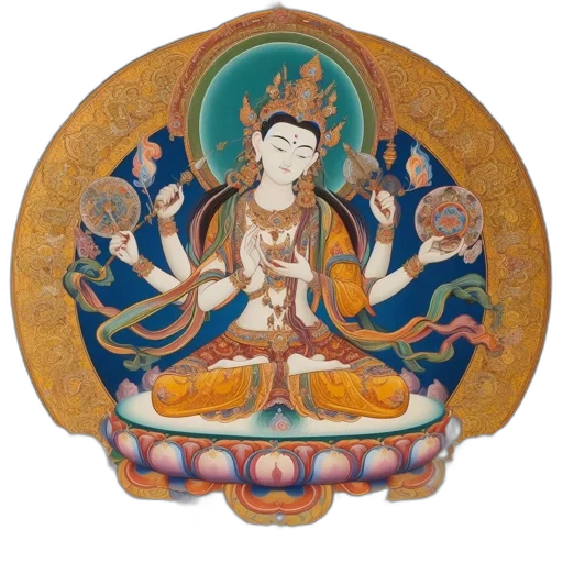staff, mask, face, crown, concept art, photorealistic, traditional, thangka transparent PNG cut-out