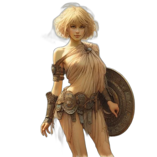 dress, fantasy art, concept art, 3d render, pixel art, earth tones, golden, amazonian transparent PNG cut-out