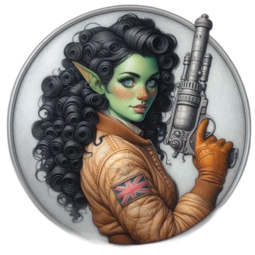 fantasy art, comic book art, concept art, photorealistic, outer space, green, anthropomorphic, woman transparent PNG cut-out