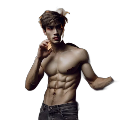 photorealistic, concept art, 3d render, fantasy art, muscular, young, man, vampiric transparent PNG cut-out
