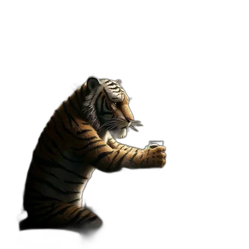 animal, creature, staff, concept art, fantasy art, pixel art, photorealistic, tiger transparent PNG cut-out