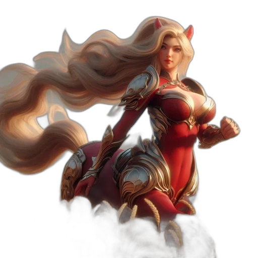 fantasy art, concept art, comic book art, pixel art, red, woman, wearing, gold transparent PNG cut-out