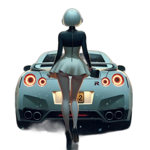 car, dress, robot, jacket, concept art, 3d render, anime, fantasy art transparent PNG cut-out