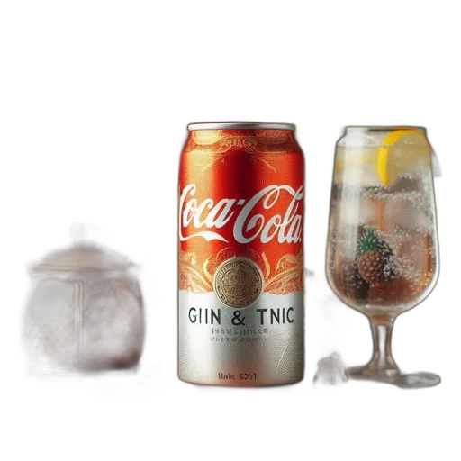 bottle, food, crown, 3d render, photorealistic, scene, features, coca-cola transparent PNG cut-out