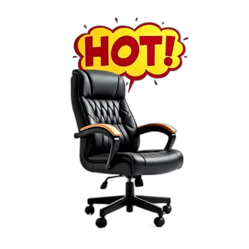 furniture, staff, 3d render, black, leather, office, chair, high transparent PNG cut-out