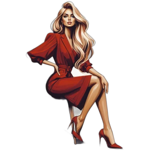 dress, pixel art, concept art, cartoon, photorealistic, red, illustration, woman transparent PNG cut-out