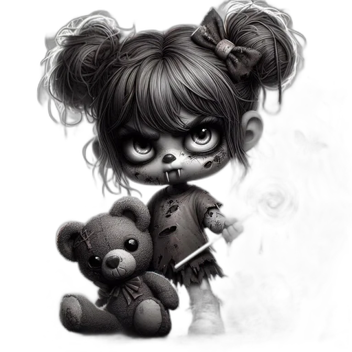 pencil sketch, concept art, fantasy art, cartoon, girl, gothic, appearance, adorned transparent PNG cut-out