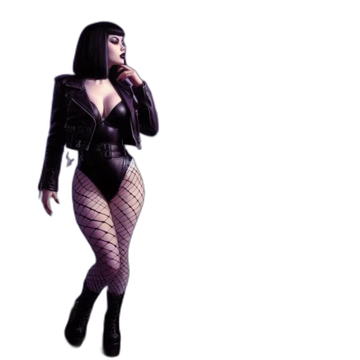 dress, concept art, 3d render, pixel art, cyberpunk, woman, leather, jacket transparent PNG cut-out