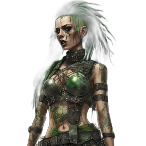 concept art, cyberpunk, fantasy art, comic book art, green, earth tones, barren, landscape transparent PNG cut-out