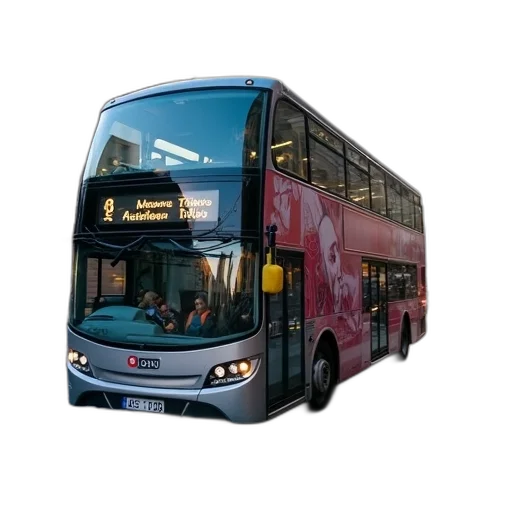 3d render, photorealistic, concept art, modern, double-decker, bus, large, advertisement transparent PNG cut-out