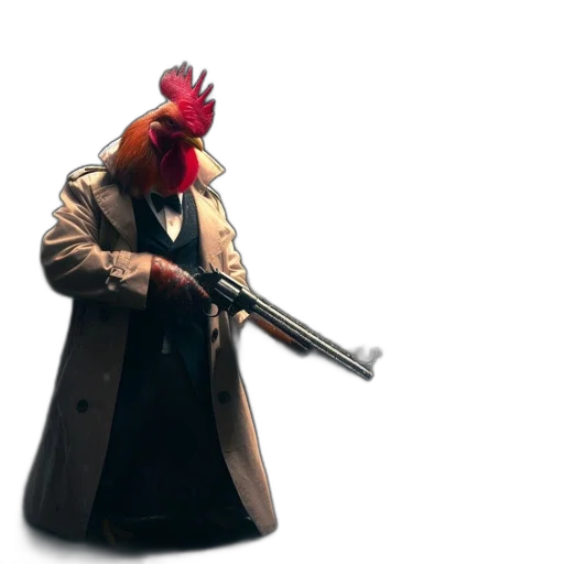 weapon, animal, jacket, staff, concept art, 3d render, pixel art, cyberpunk transparent PNG cut-out