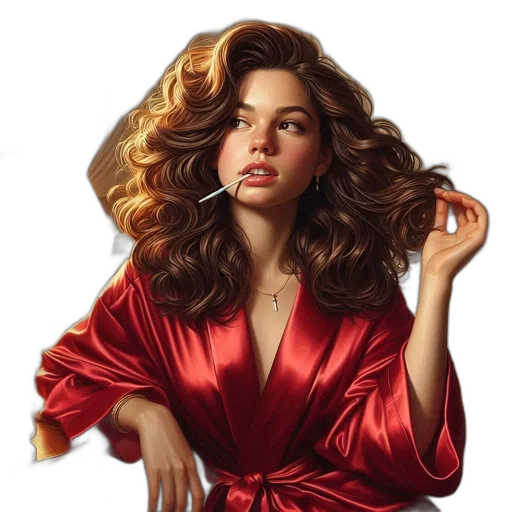 hair, dress, jewelry, jacket, photorealistic, oil painting, concept art, fantasy art transparent PNG cut-out