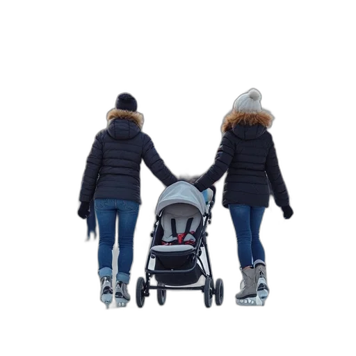 3d render, family, enjoying, skating transparent PNG cut-out