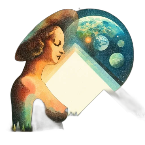 watercolor, concept art, fantasy art, pixel art, outer space, underwater, earth tones, green transparent PNG cut-out
