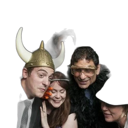 staff, hat, crown, mask, group, people, pose, photo transparent PNG cut-out