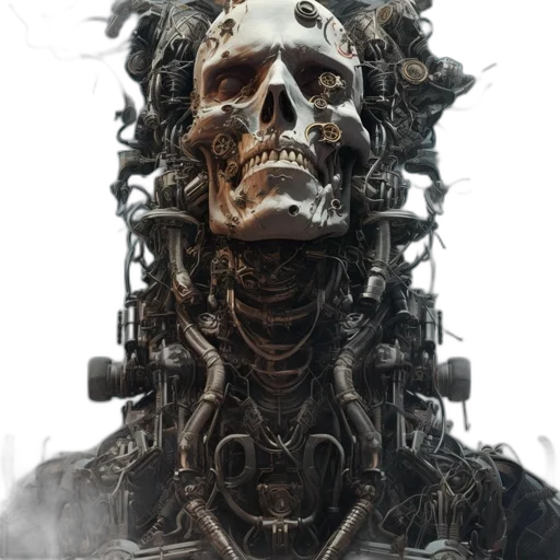 face, mask, robot, crown, concept art, 3d render, cyberpunk, fantasy art transparent PNG cut-out