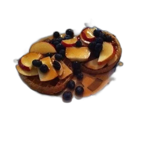 food, crown, photorealistic, plate, waffles, blueberries, apple, slices transparent PNG cut-out