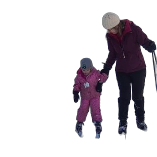 snow, two, adults, ski, gear, assist, child, pink transparent PNG cut-out