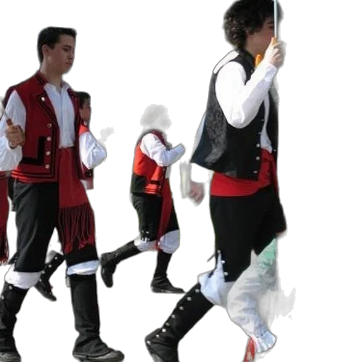 group, people, dressed, traditional, red, black, clothing, walk transparent PNG cut-out