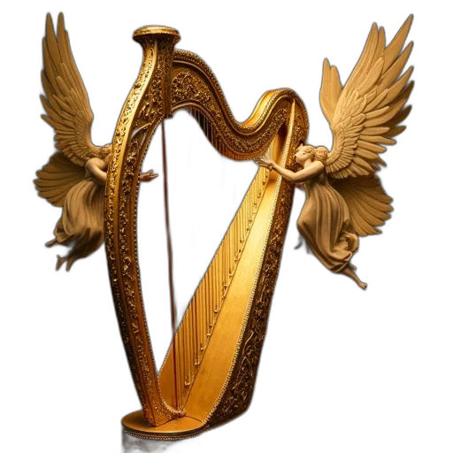 staff, crown, weapon, sword, old, gold, harp, angels transparent PNG cut-out
