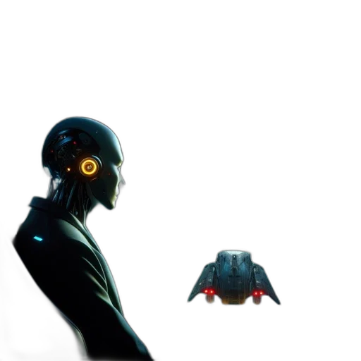 robot, mask, creature, weapon, concept art, cyberpunk, 3d render, pixel art transparent PNG cut-out