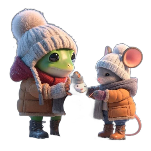 hat, jacket, concept art, 3d render, fantasy art, pixel art, snow, city street transparent PNG cut-out