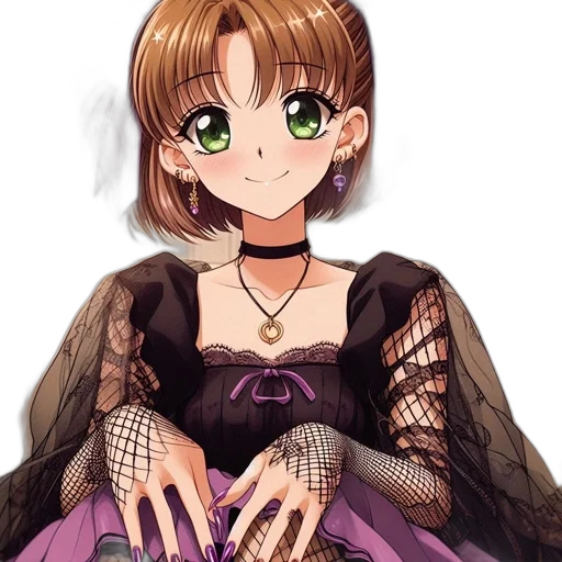 dress, jewelry, crown, face, anime, cartoon, pixel art, fantasy art transparent PNG cut-out