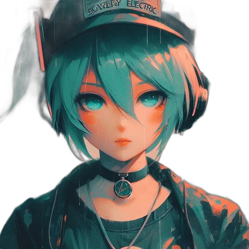 hat, face, robot, staff, anime, cyberpunk, pixel art, fantasy art transparent PNG cut-out