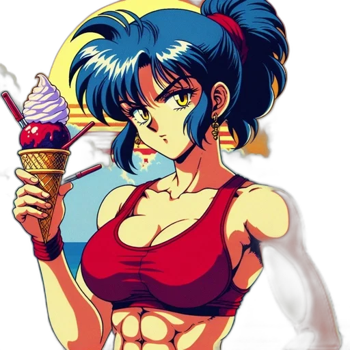 vaporwave, anime, pixel art, concept art, neon lights, fire, blue, red transparent PNG cut-out