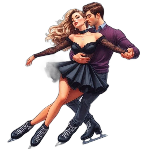 dress, photorealistic, concept art, oil painting, pixel art, intimate, ice-skating, scene transparent PNG cut-out