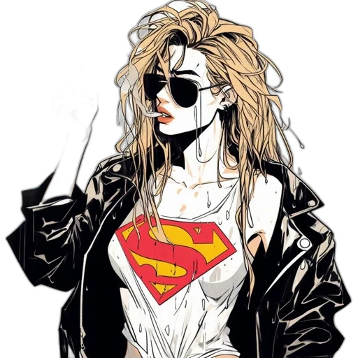 jacket, comic book art, cartoon, concept art, cyberpunk, illustration, features, woman transparent PNG cut-out