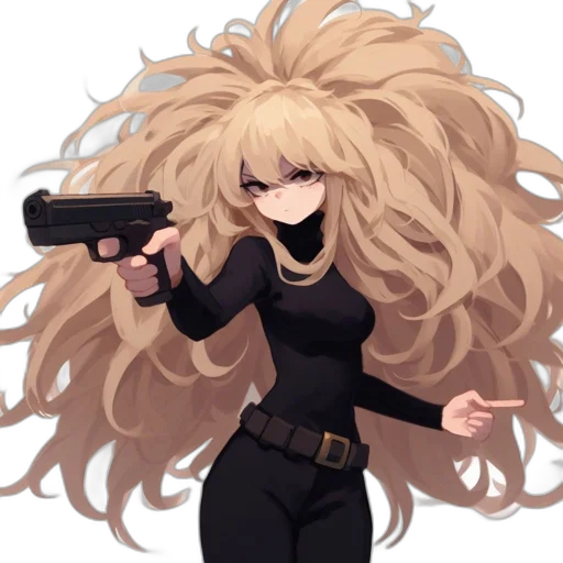 weapon, hair, staff, anime, pixel art, cartoon, concept art, animated transparent PNG cut-out