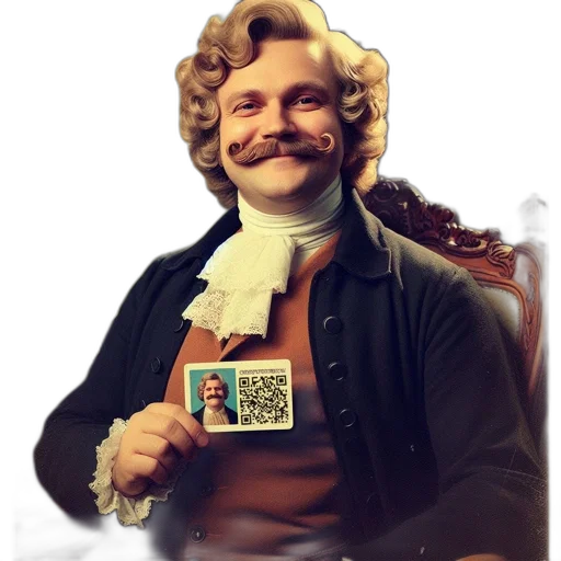 elegantly, dressed, gentleman, 18th, century, sporting, curly, mustache transparent PNG cut-out