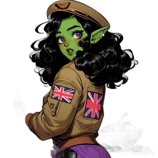 staff, jacket, fantasy art, concept art, cartoon, comic book art, anthropomorphic, female transparent PNG cut-out