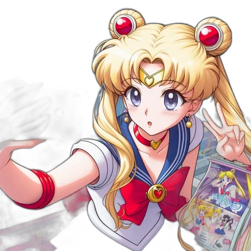 staff, anime, pixel art, cartoon, concept art, sailor, moon, takes transparent PNG cut-out