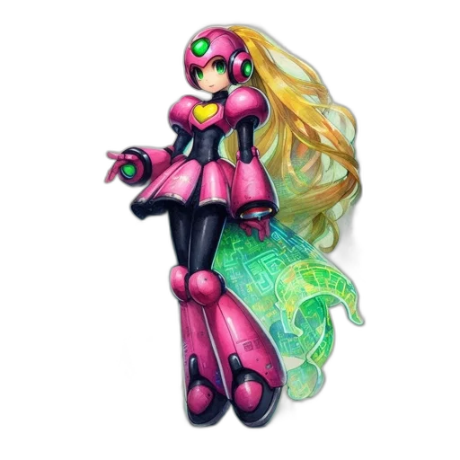 robot, concept art, fantasy art, pixel art, comic book art, neon, illustrates, woman transparent PNG cut-out