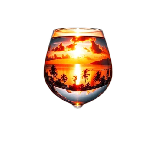 bottle, photorealistic, 3d render, oil painting, fantasy art, sunset, fire, individual transparent PNG cut-out