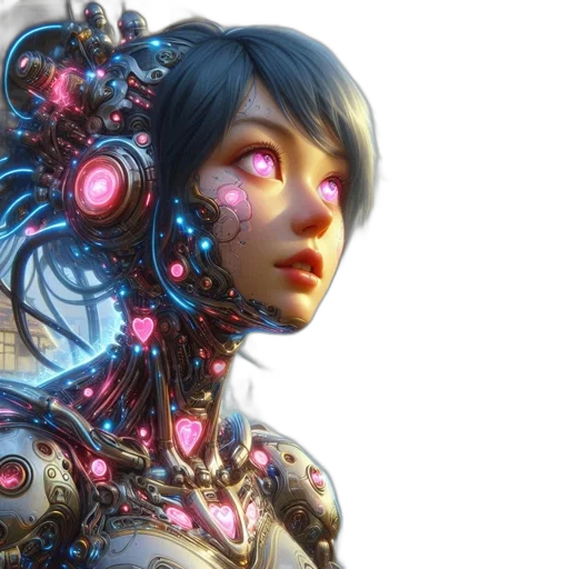 robot, cyberpunk, concept art, 3d render, fantasy art, anthropomorphic, figure, elaborate transparent PNG cut-out