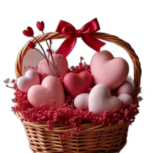 food, 3d render, photorealistic, red, valentine, gift, basket, bride transparent PNG cut-out