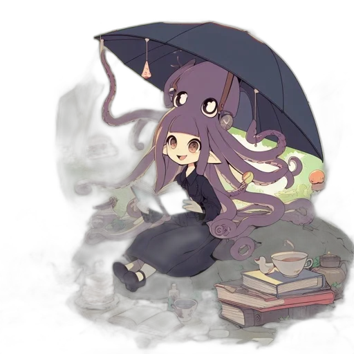 umbrella, weapon, staff, creature, fantasy art, pixel art, concept art, anime transparent PNG cut-out