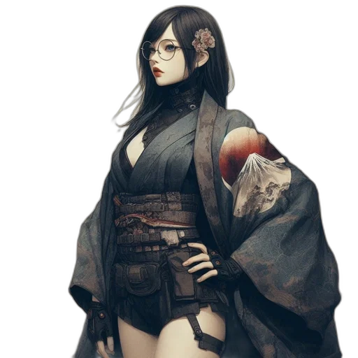 staff, concept art, fantasy art, photorealistic, comic book art, dark, monochrome, woman transparent PNG cut-out
