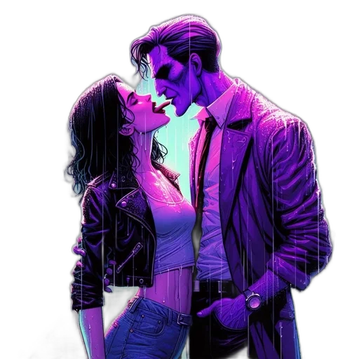 jacket, comic book art, cyberpunk, concept art, watercolor, neon lights, fog, fire transparent PNG cut-out