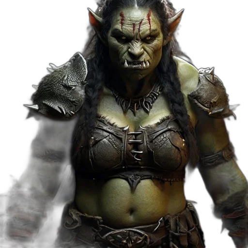 fantasy art, concept art, 3d render, photorealistic, fantasy, creature, green, skin transparent PNG cut-out