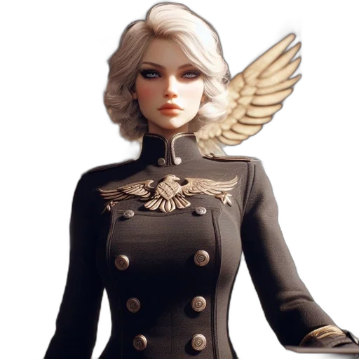 jacket, dress, staff, concept art, fantasy art, 3d render, photorealistic, dark transparent PNG cut-out