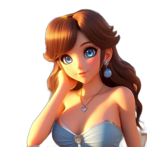 dress, jewelry, face, crown, 3d render, fantasy art, photorealistic, concept art transparent PNG cut-out