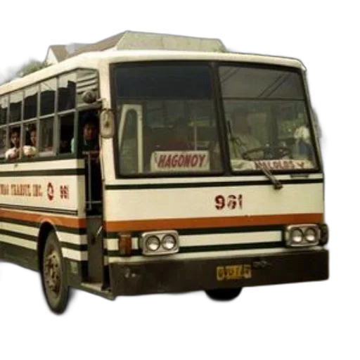 3d render, photorealistic, concept art, vintage, bus, route, number, 961 transparent PNG cut-out